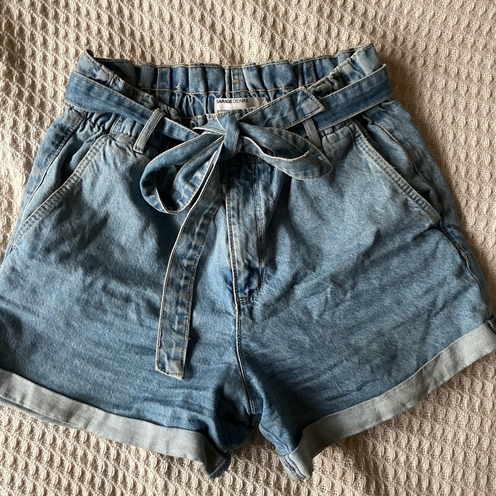 Garage Clothing Denim Blue Paperbag Shorts